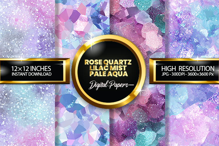 Rose Quartz Lilac Mist Pale Aqua Glitter Digital Papers