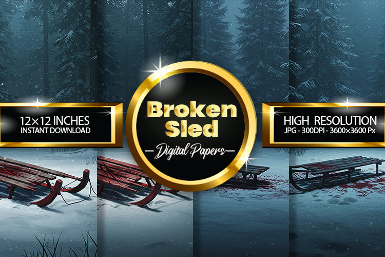 Broken Sled Digital Papers - 04 Variations example image 1