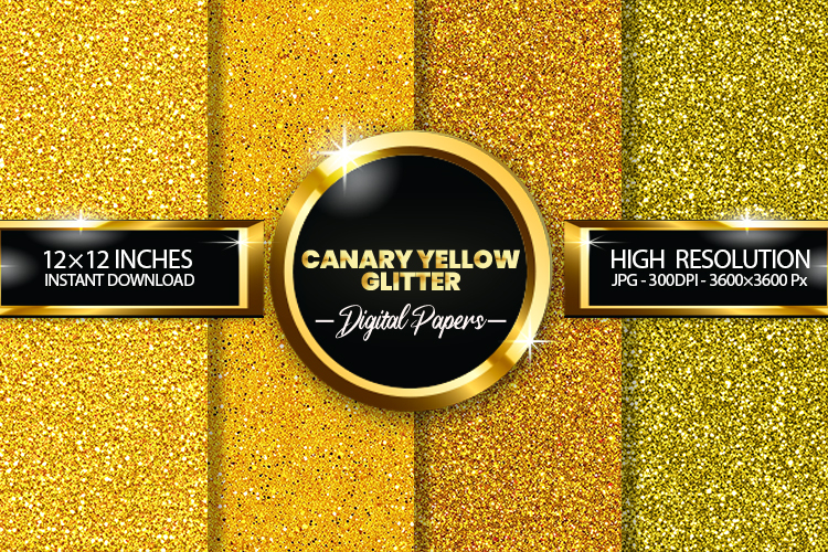 Canary Yellow Glitter Digital Papers - 04 Variations