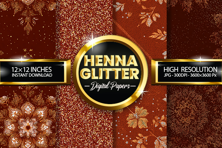 Henna Glitter Digital Papers - 04 Variations