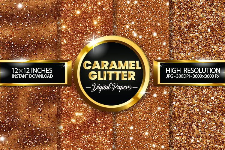 Caramel Glitter Digital Papers - 04 Variations