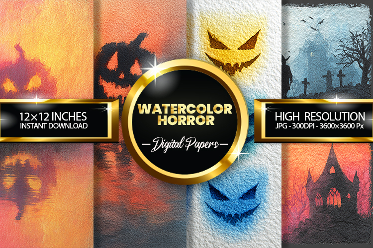 Watercolor Horror Digital Papers - 04 Variati
