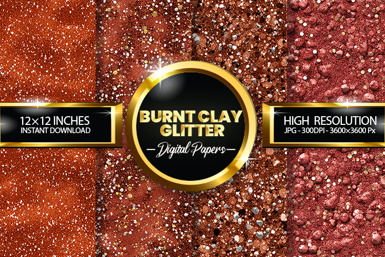 Burnt Clay Glitter Digital Papers - 04 Variations