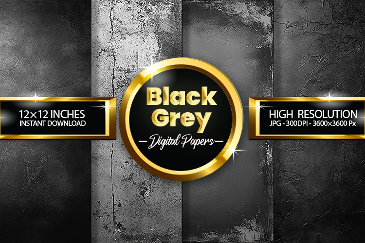 Black Grey Digital Papers - 04 Variations