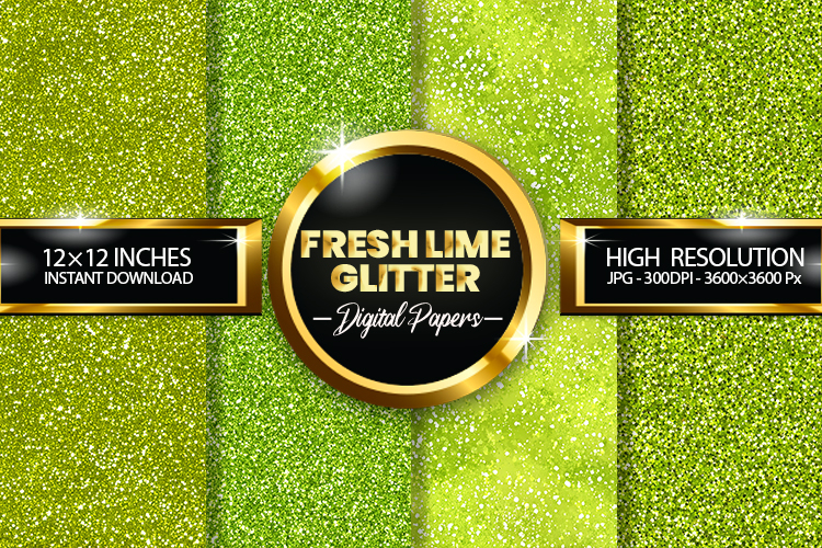 Fresh Lime Glitter Digital Papers - 04 Variations