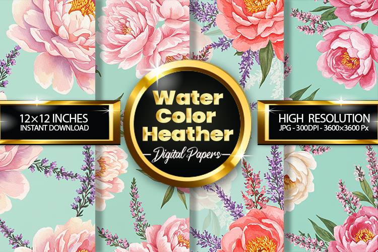 Watercolor Heather Digital Papers - 04 Variations