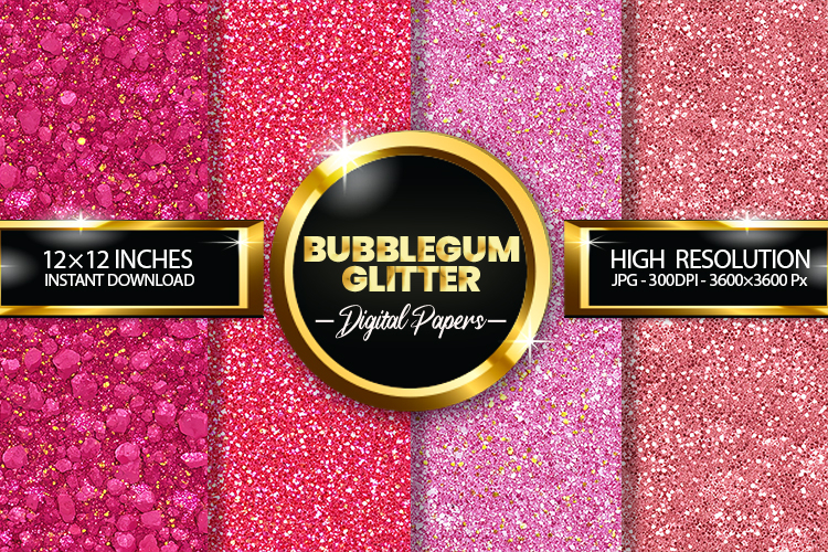 Bubblegum Glitter Digital Papers - 04 Variations