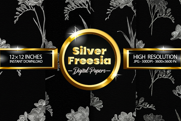 Silver Freesia Digital Papers - 04 Variations