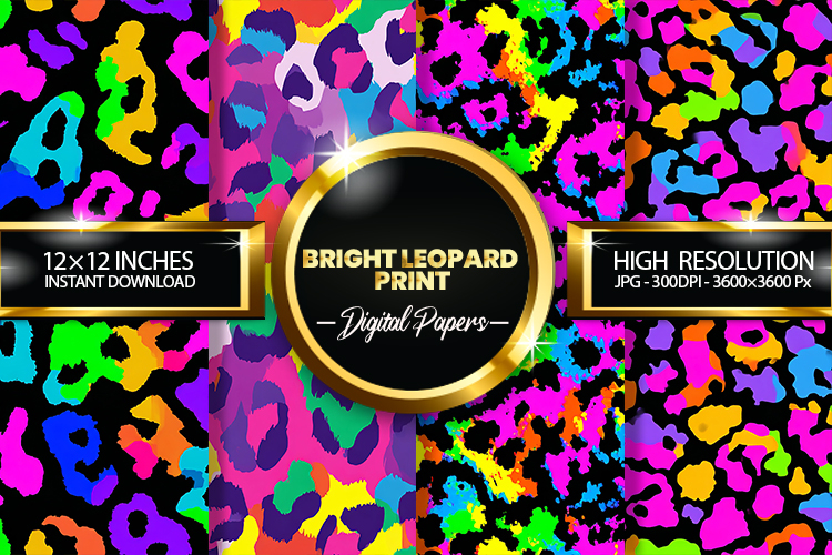 Bright Leopard Print Digital Papers - 04 Variations