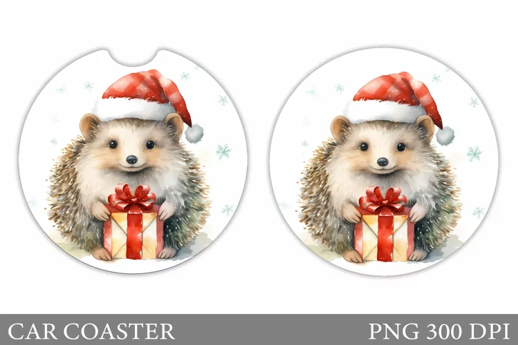 Hedgehog Car Coaster Design. Winter Hedgehog Car Coaster