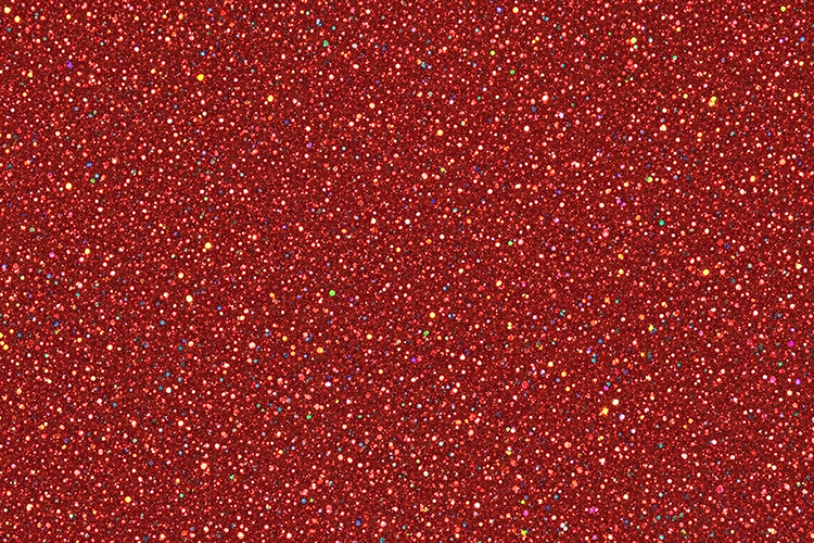 Red glitter background with multicolored sparkles