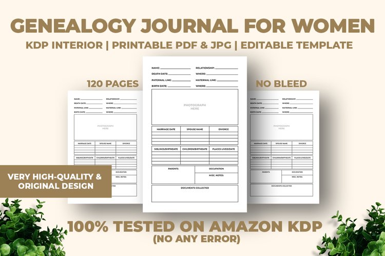 Genealogy Journal For Women KDP Interior