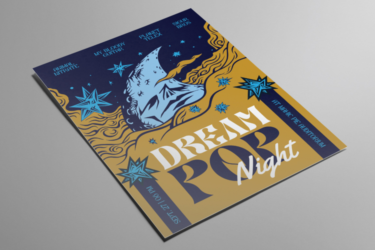 Sleeping Moon Dream Pop Band Flyer