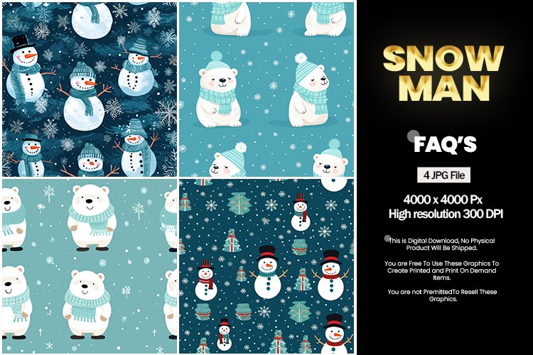 Snow Man Square Coaster - 04 Variations example image 1