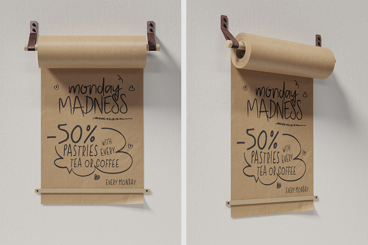 Wall Mounted Kraft Paper Roll Holder Mockup