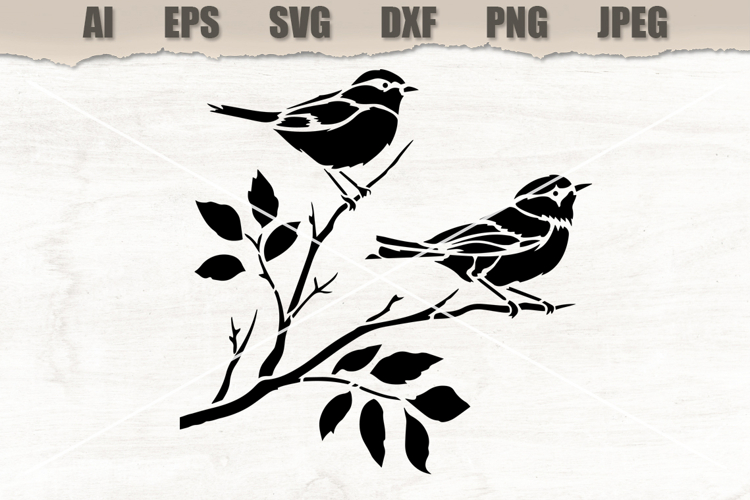 Stencil Birds on Branch