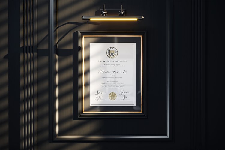 Wooden Frame with Clear Glass on Black Wall Mockup example image 1