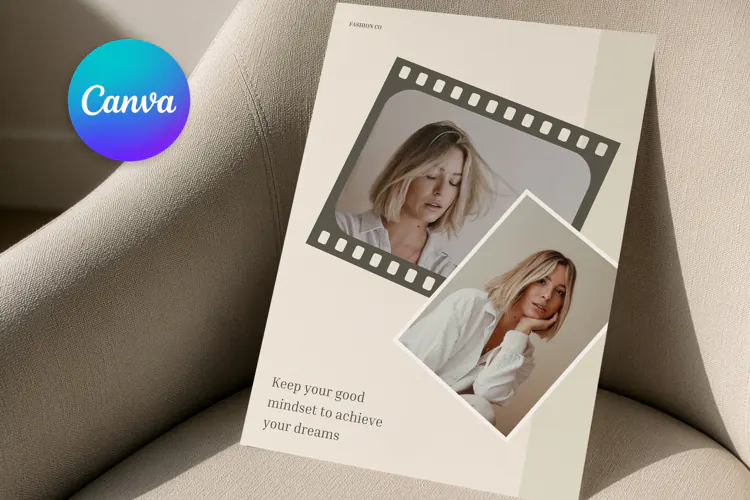 Film Strip Neutral Photo Collage Editable Canva Template