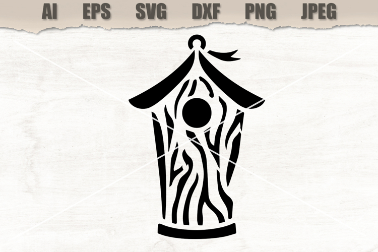 Stencil Wooden Birdhouse