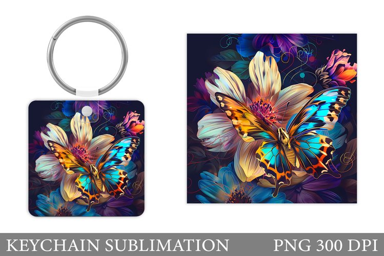 Butterflies Keychain Design. Butterfly Keychain Sublimation example image 1