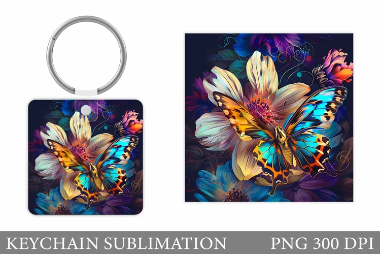 Butterflies Keychain Design. Butterfly Keychain Sublimation