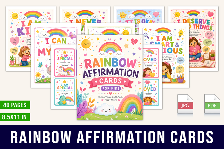 Rainbow Affirmation Cards for Kids