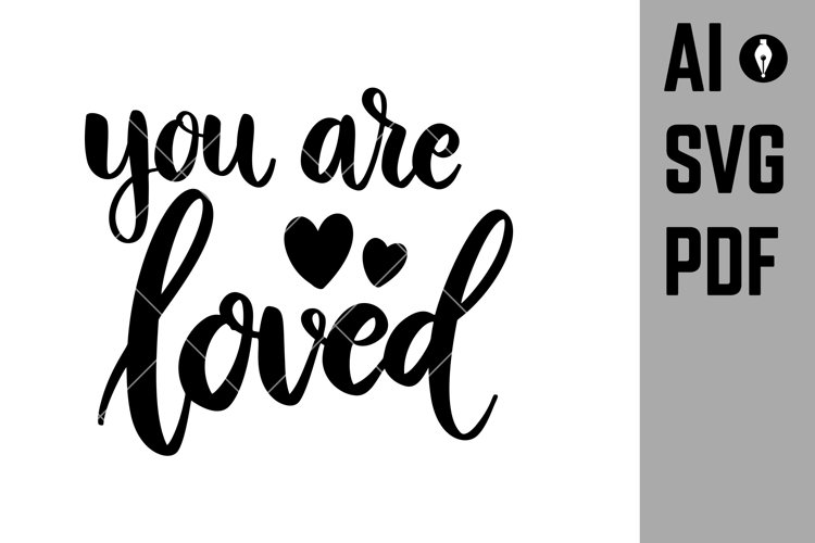 You are loved. Lettering phrase on white background. example image 1