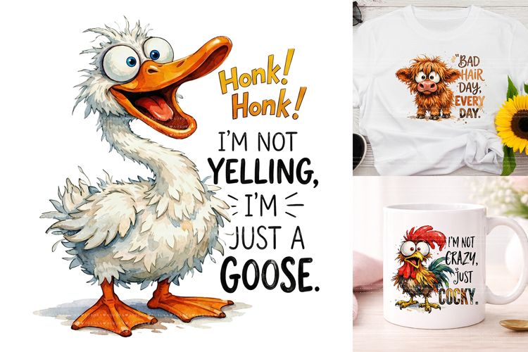 Sarcastic Farm Animal Quotes PNG Bundle