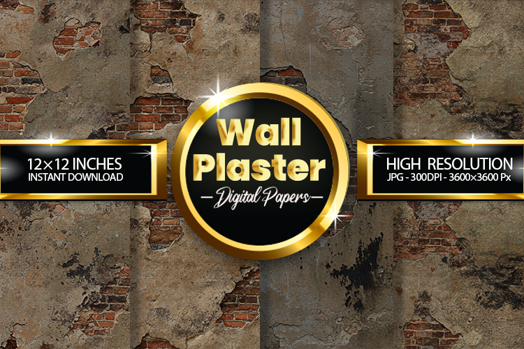Grunge Cracked Brick Wall Digital Papers - 04 Variations