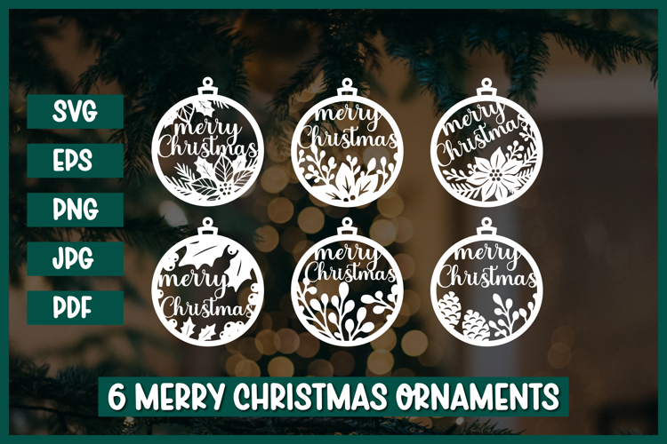 6 Christmas Ornament SVG,Christmas Paper cut SVG