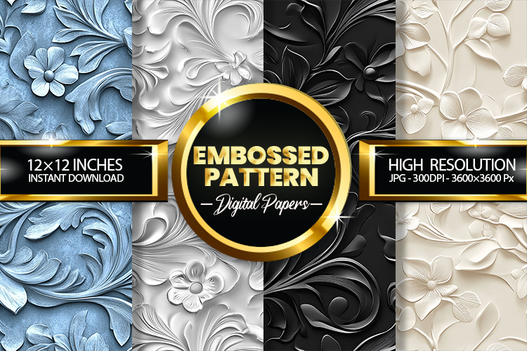 Embossed Pattern Digital Papers - 04 Variations example image 1