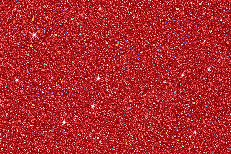 Red glitter background with multicolored sparkles