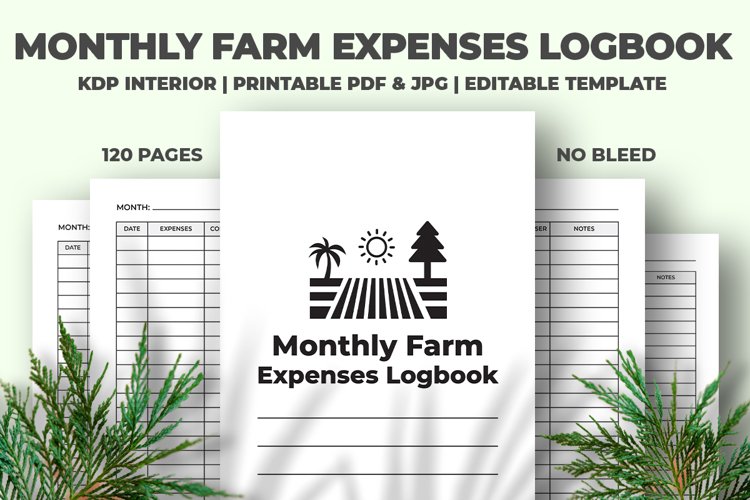 Monthly Farm Expenses Logbook KDP Interior