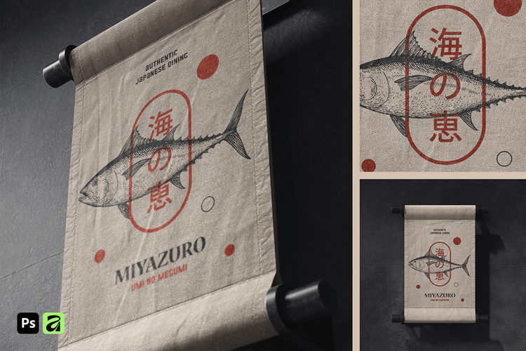 Hanging Fabric Banner Mockup