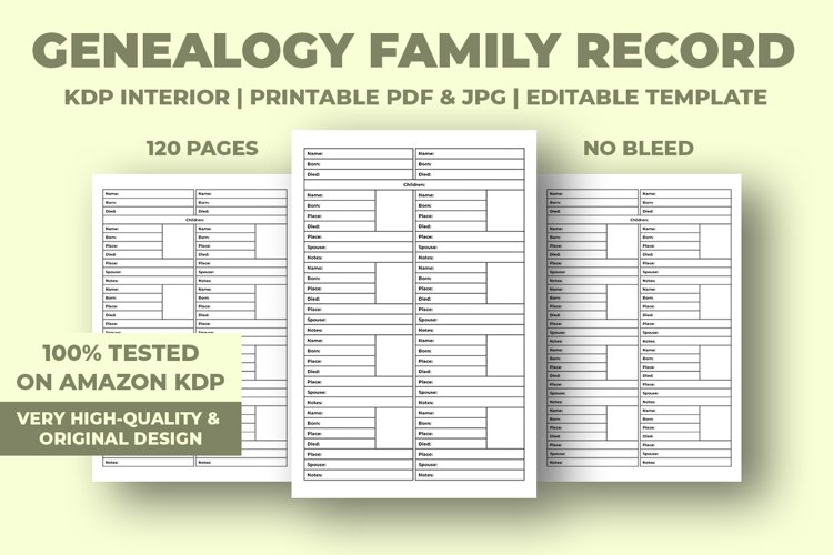 Genealogy Family Record KDP Interior
