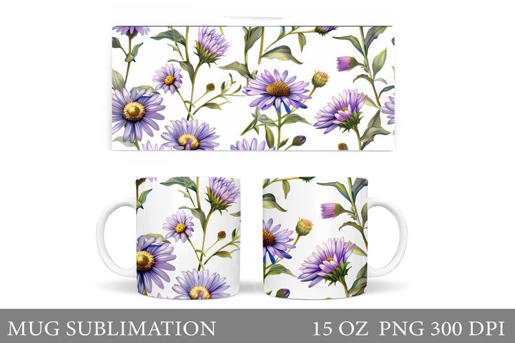 Flowers Mug Wrap Sublimation. Flowers Mug Wrap Design example image 1