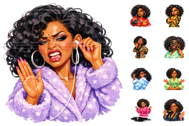 Funny Sassy Black Women Self Care Clipart