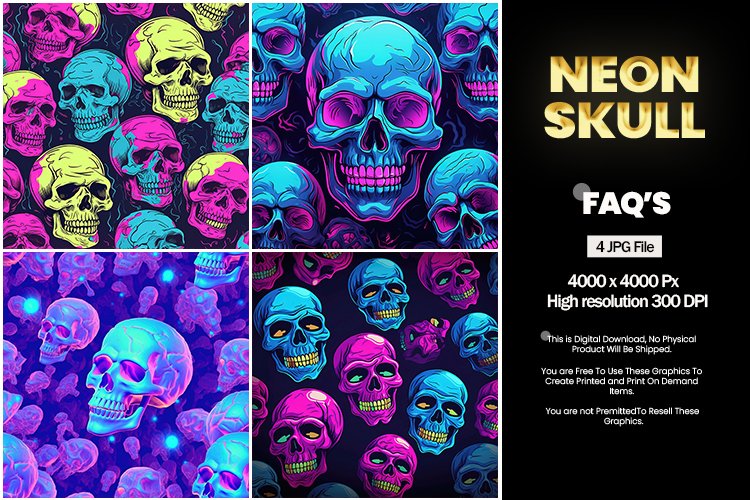 Neon skull Square Coaster - 04 Variations
