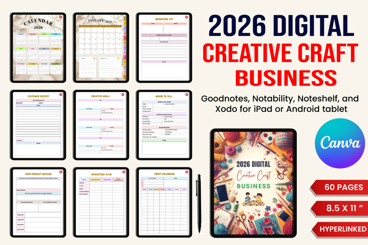 2026 Digital Creative Craft Business Planner
