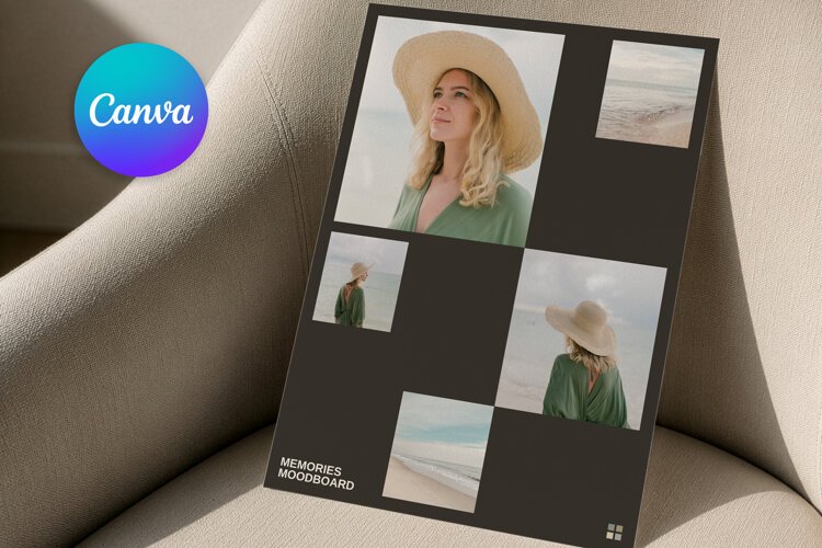 Clean Grid Travel Mood Board Photo Collage | Editable Canva example image 1