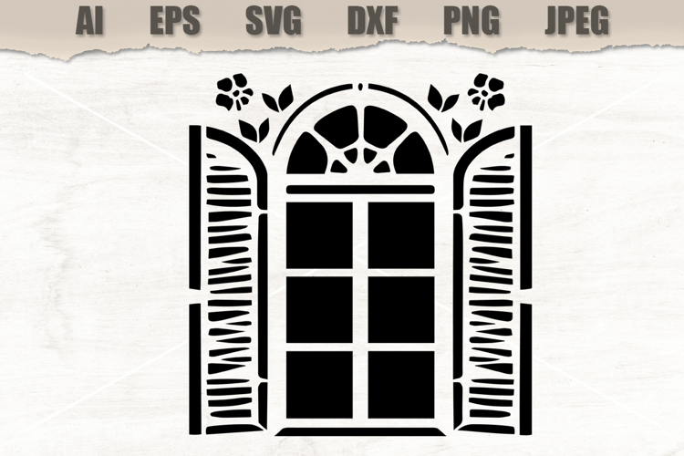 Stencil Vintage Window Shutter