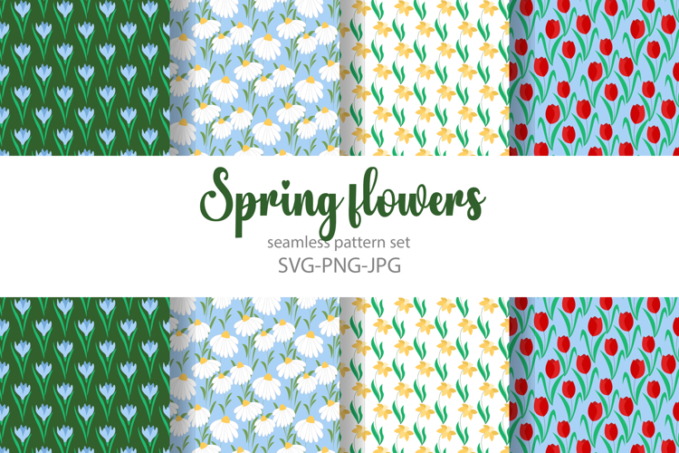 Spring flowers prints | seamless pattern|digital paper