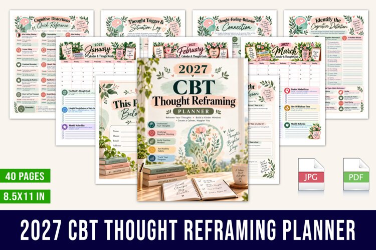 2027 CBT Thought Reframing Planner example image 1