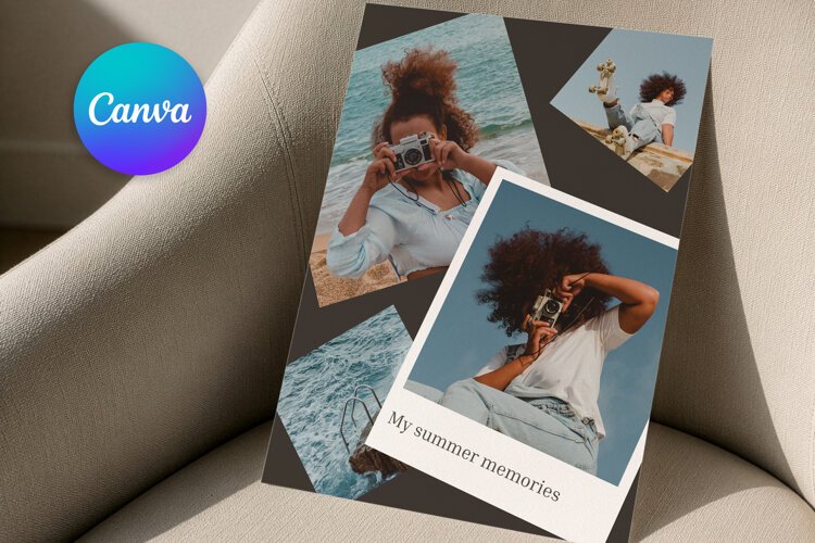 Retro Summer Travel Memory Photo Collage | Editable Canva example image 1