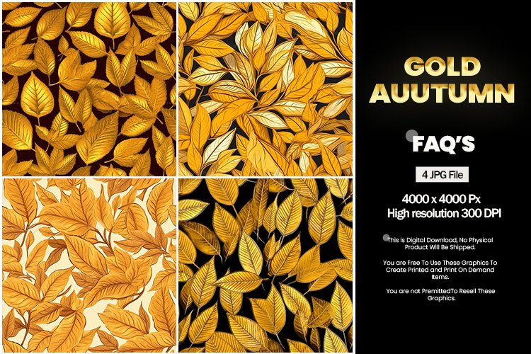 Gold Autumn Square Coaster - 04 Variations