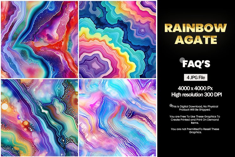 Rainbow Agate Square Coaster - 04 Variations