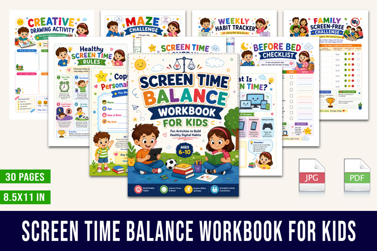 Screen Time Workbook for kids KDP Interior