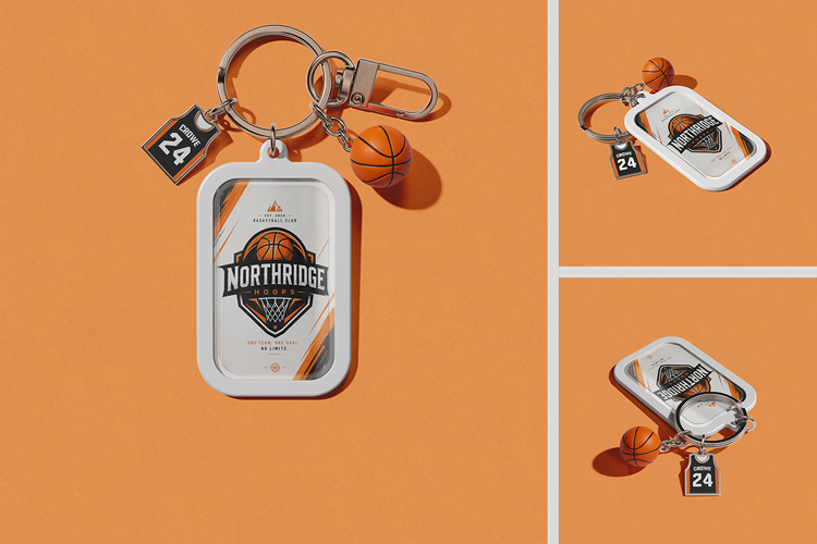 Basketball Keychain with Charms Mockup