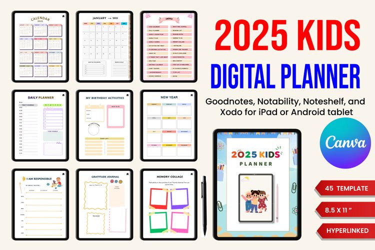 2025 Digital Kids Planner Canva Interior