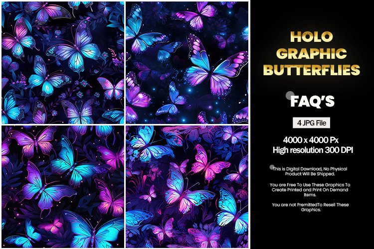 Holographic butterflies Square Coaster - 04 Variations